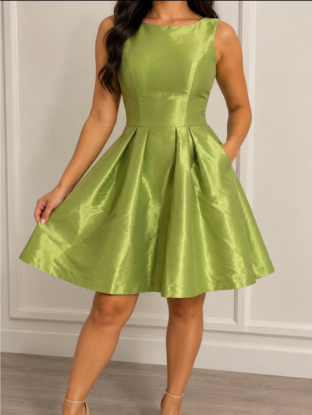 Alfred Sung Pistachio Green Fit & Flare Cocktail Dress Size 8 NWT 
(449)